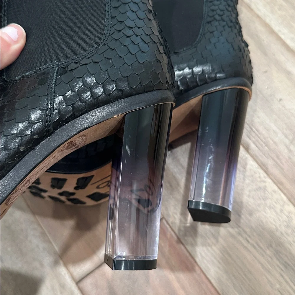AGL Black laser Textured Heeled Boots with Transparent Heel - Picture 10 of 11